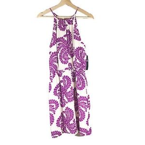 Tahari purple floral print halter dress